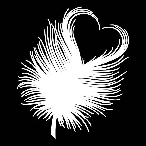 Black White Vector Illustration Heart Feather — Stock Vector