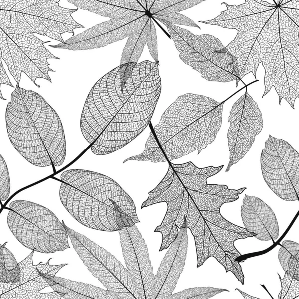 Nahtloses Muster Mit Blättern Vektorillustration — Stockvektor