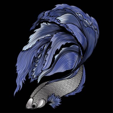 Elle çizilmiş balık izole edilmiş. Vektör illüstrasyonu. 