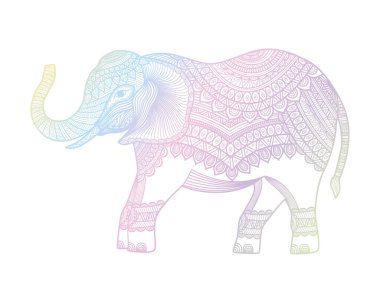 Fil, Hindistan, Hindistan, Asya, vektör illüstrasyonu