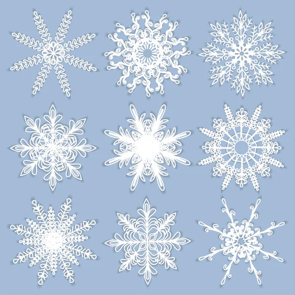 Conjunto Copos Nieve Copo Nieve Ilustración Vectorial — Archivo Imágenes Vectoriales