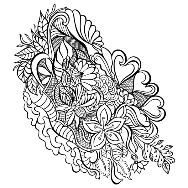 Vector Illustration Heart Hearts Coloring Book Page — Image vectorielle