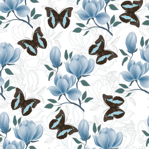 Handgezeichnetes Aquarell Mit Nahtlosem Muster Und Blumen — Stockvektor