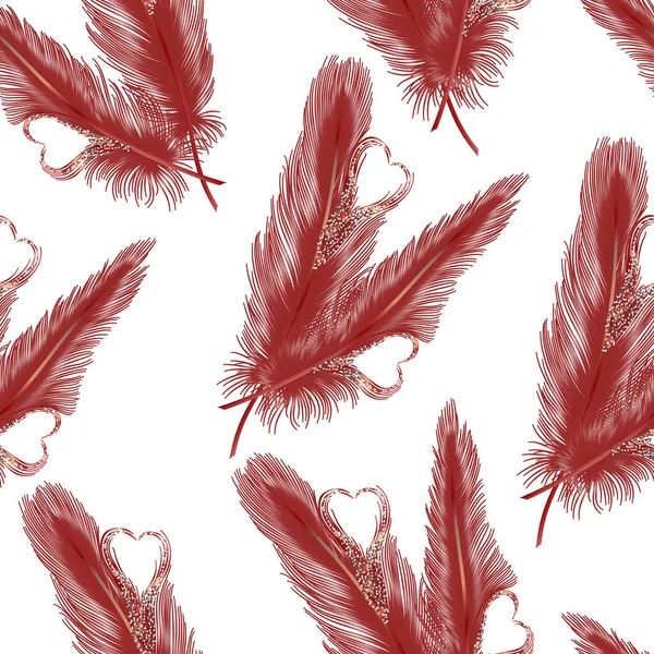 Abstract Seamless Hand Painted Pattern Feathers — Stockvektor