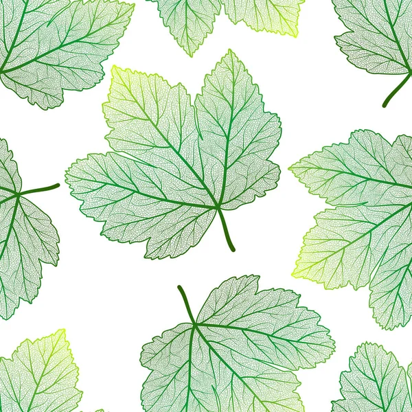 Seamless Pattern Hand Drawn Leaves Vector Illustration Green Leaf Isolated — Stock vektor