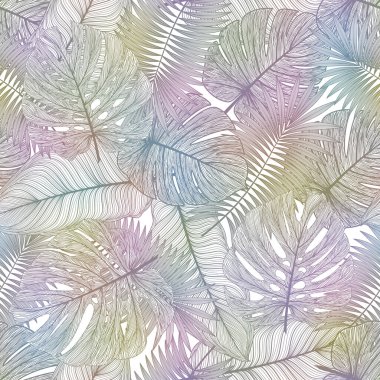 Tropikal yapraklarla kusursuz desen. arkaplan