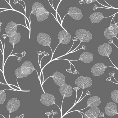 Yaprak ve böğürtlenli çiçek arkaplanı. vektör illüstrasyonu.