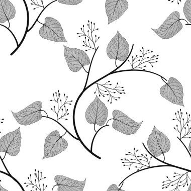 Yapraklı kusursuz desen. el çizimi arkaplan.