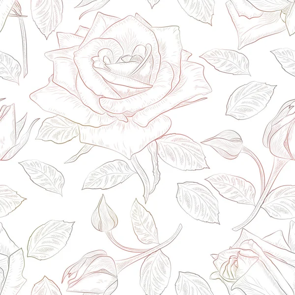 Beautiful Roses Watercolor Background Seamless Pattern — ストックベクタ