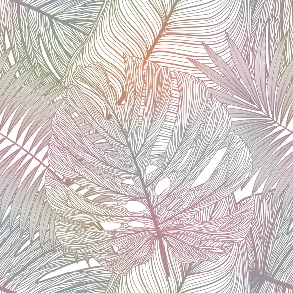 Бесшовный Рисунок Тропическими Листьями Векторная Иллюстрация — стоковый вектор