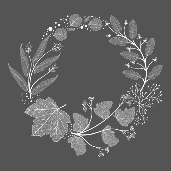 Beautiful Botanical Background Hand Drawn Floral Frame Vector Illustration — Archivo Imágenes Vectoriales