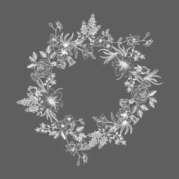 Vector Ilustración Corona Floral — Archivo Imágenes Vectoriales