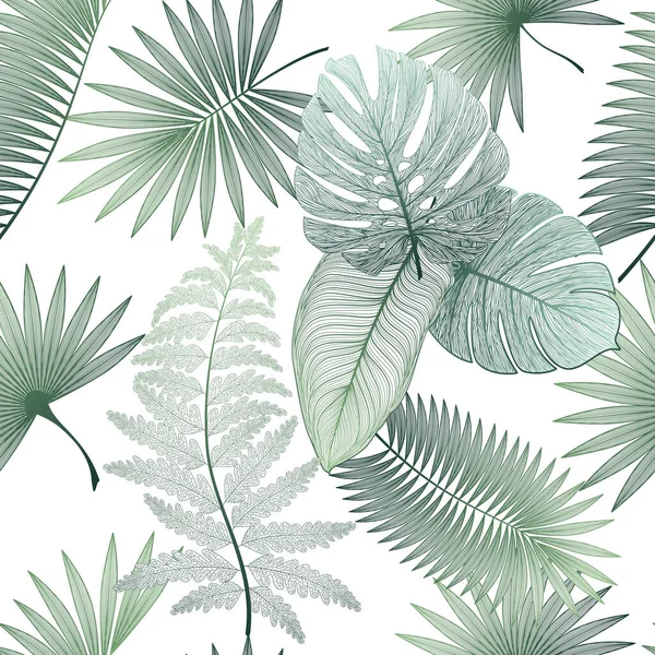 Modèle Sans Couture Avec Des Feuilles Tropicales Illustration Vectorielle — Image vectorielle