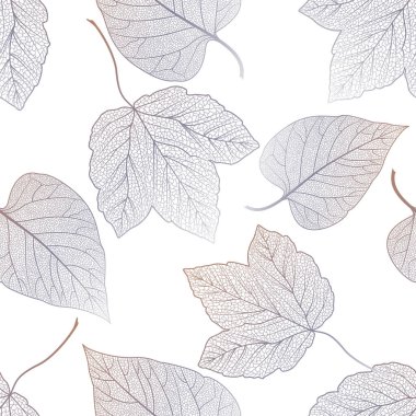 Elle çizilmiş yapraklarla kusursuz desen. vektör illüstrasyonu.