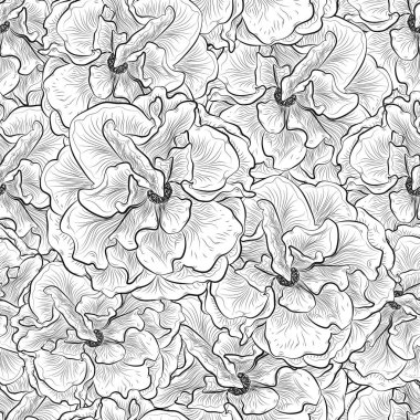 Kusursuz desenli, elle çizilmiş çiçekler. vektör illüstrasyonu