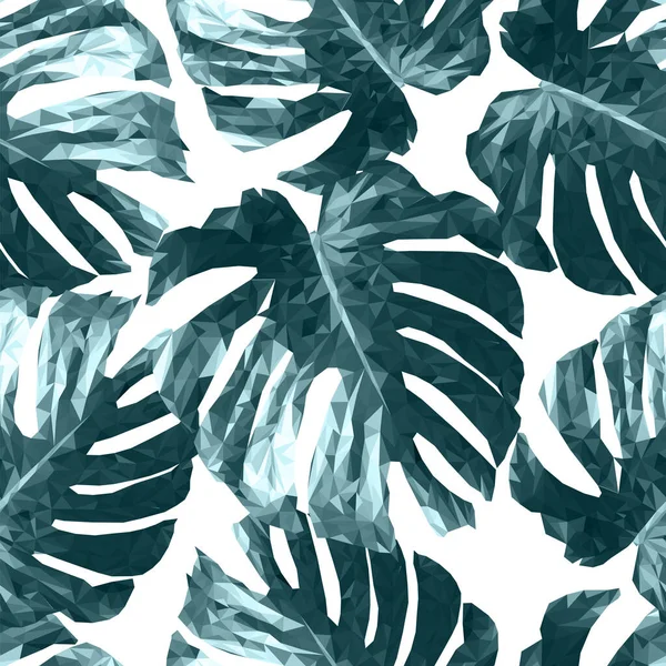 Seamless Pattern Tropical Leaf Palm Triangle Style Polygonal Vector Illustration — Stok Vektör