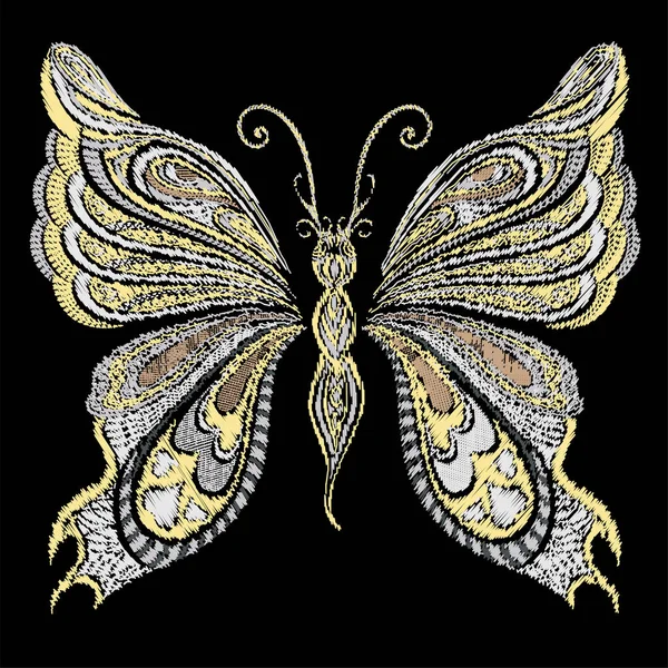 Papillon Sur Fond Noir — Image vectorielle