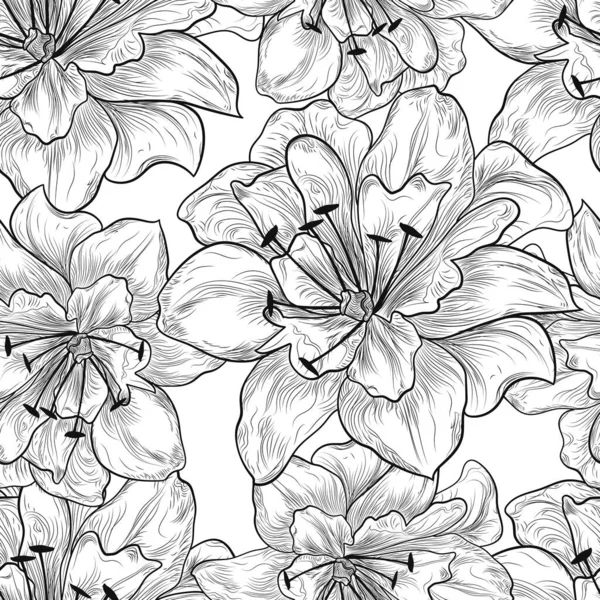 Patrón Sin Costuras Con Flores Ilustración Vectores — Vector de stock