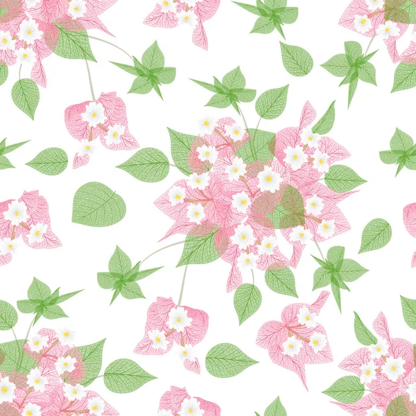 花とのシームレスなパターン ベクターイラスト — ストックベクタ