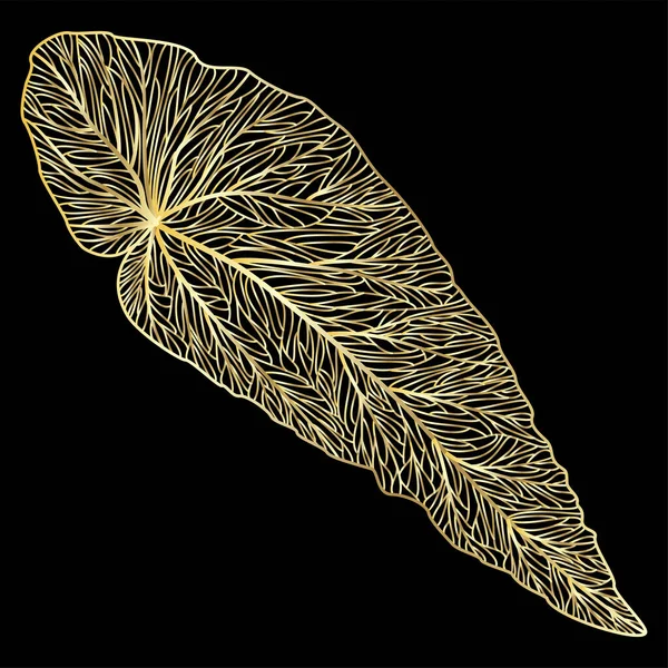 Векторная Иллюстрация Красивого Золотого Листа — стоковый вектор