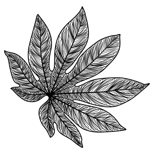 Black White Floral Leaves Vector Illustration — Stock vektor