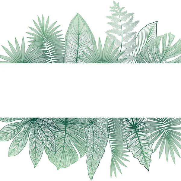 Tropical Leaves Plants Watercolor Illustration — Stock vektor