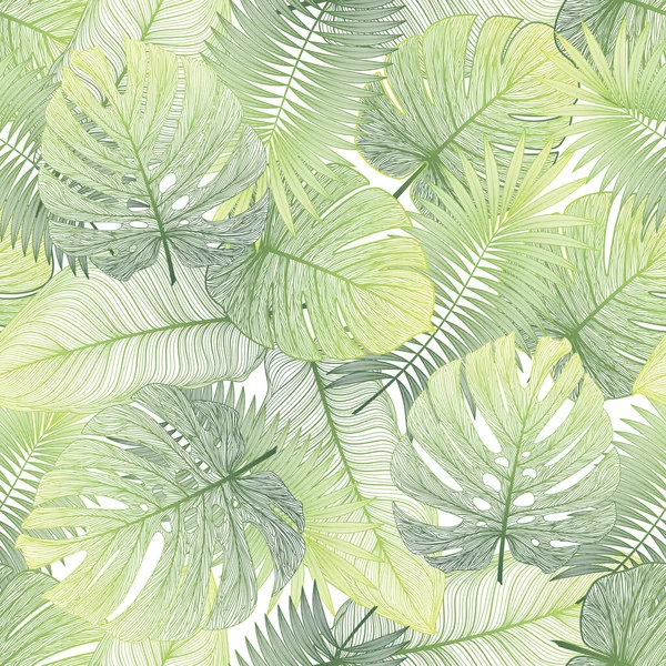 Nahtloses Muster Mit Tropischen Blättern Vektorillustration — Stockvektor