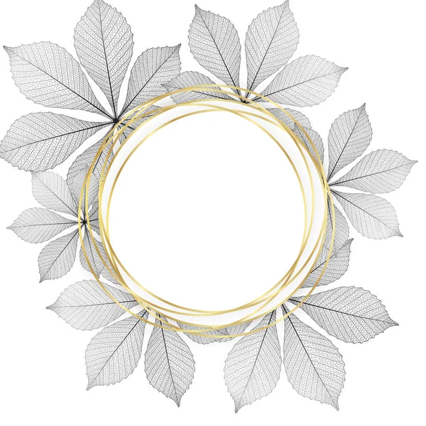 Vector Illustration Frame Wreath Leaves — 图库矢量图片