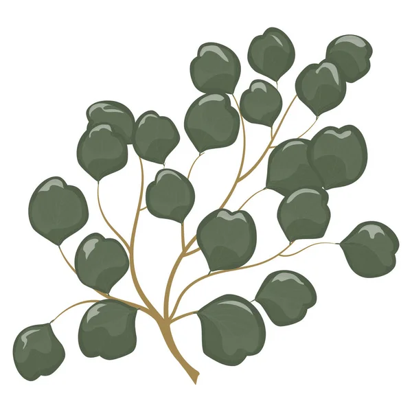 Vector Illustration Green Leaves Isolated White Background — Stok Vektör