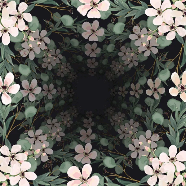 Vektor Akvarel Květinový Krásnými Květy Listy — Stockový vektor