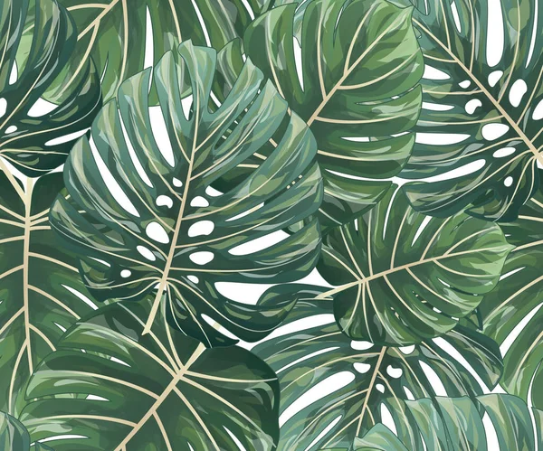 Бесшовный Рисунок Тропическими Листьями Векторная Иллюстрация — стоковый вектор