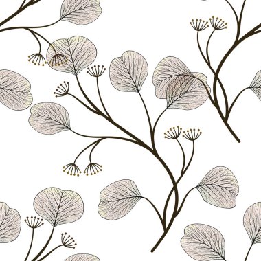 Kusursuz desenli, elle çizilmiş çiçekler. vektör illüstrasyonu