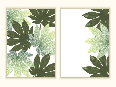 Tropik bitkilerin yeşil yaprakları ayarlayın. Vektör çizim