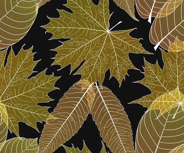 Seamless Pattern Autumn Leaves Vector Illustration — Stock Vector