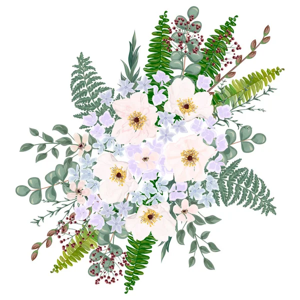 Watercolor Floral Pattern Flowers Leaves —  Vetores de Stock