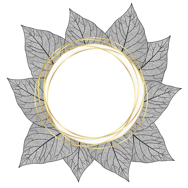 Vector Illustration Frame Wreath Leaves — ストックベクタ