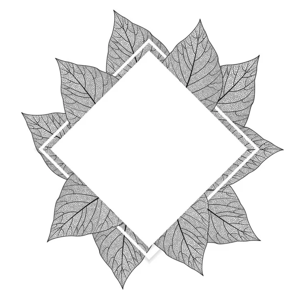 Ilustrasi Vektor Hitam Dan Putih Dari Bingkai Dari Daun Maple - Stok Vektor