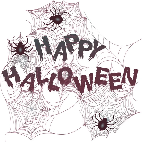 Sfondo Halloween Con Ragno Ragni — Vettoriale Stock