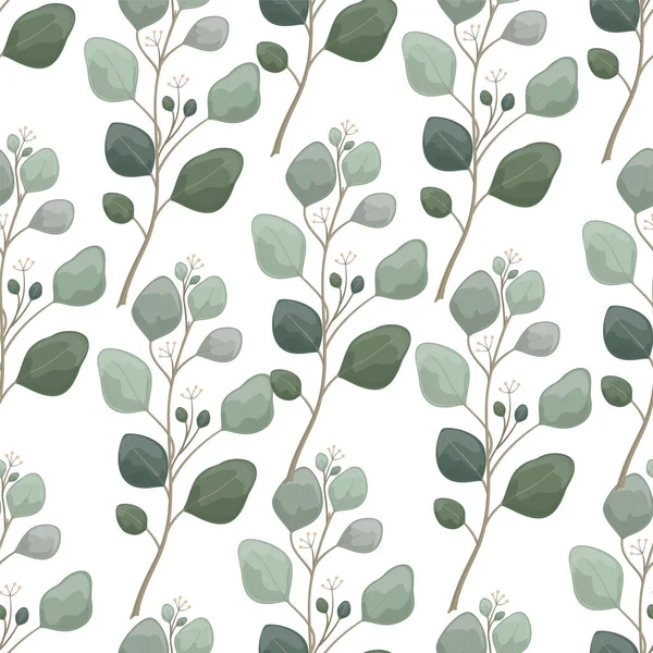 手描きの葉でシームレスなパターン ベクターイラスト — ストックベクタ