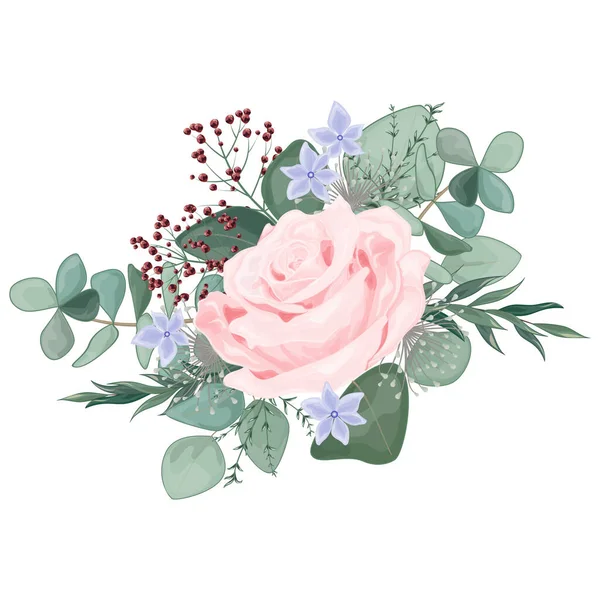 Beautiful Floral Pattern Watercolor Roses Leaves Hand Drawn Illustration — Stok Vektör
