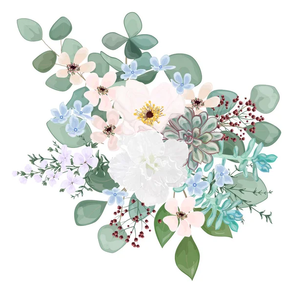 Akvarell Virágos Minta Virágok Fehér Háttér — Stock Vector