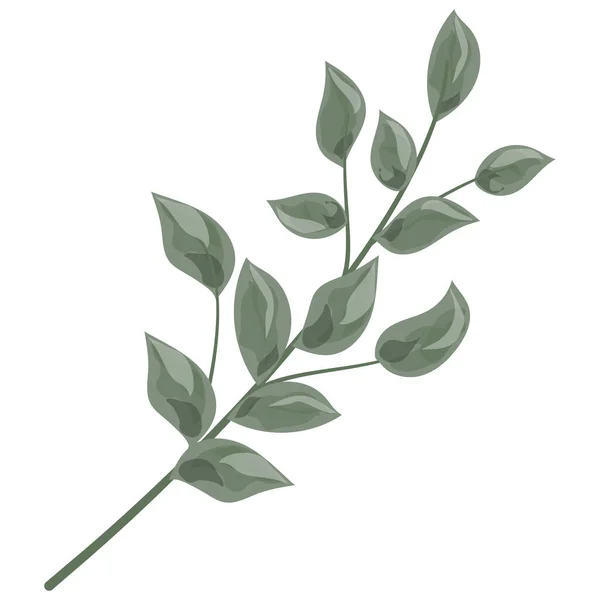 Green Leaves Tree Branch Vector Illustration — Vector de stock