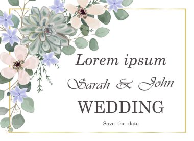 Çiçekli düğün davetiyesi. vektör illüstrasyonu