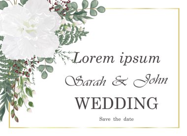 Çiçekli düğün davetiyesi. vektör illüstrasyonu