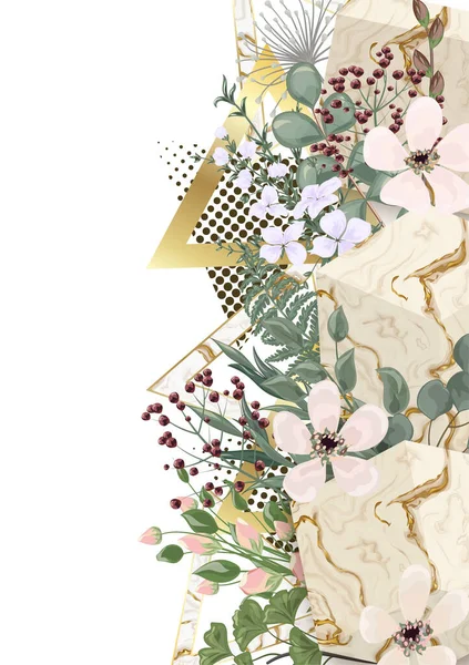 Акварель Цветочный Узор Цветами Листья Ветви Бабочка Цветок Иллюстрация Рука — стоковый вектор