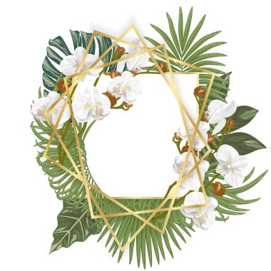 Çiçek ve yapraklı suluboya çerçeve