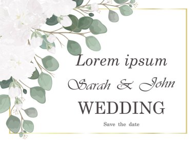 Çiçekli ve yapraklı düğün davetiyesi