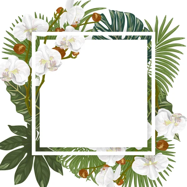 Ακουαρέλα Floral Frame Λουλούδια Και Φύλλα — Διανυσματικό Αρχείο