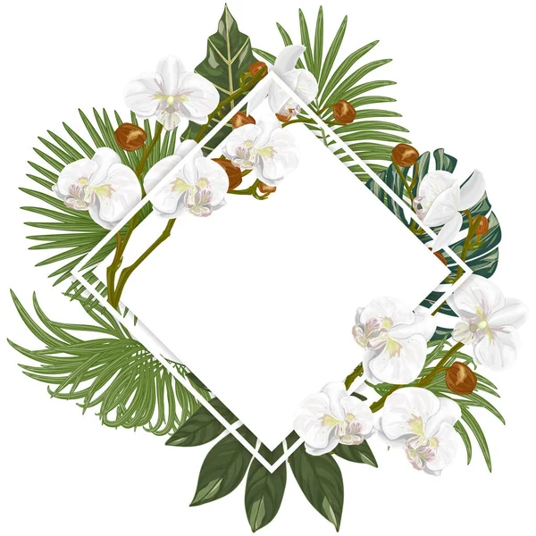 Acuarela Marco Floral Con Flores Hojas Ilustración Vectorial — Archivo Imágenes Vectoriales