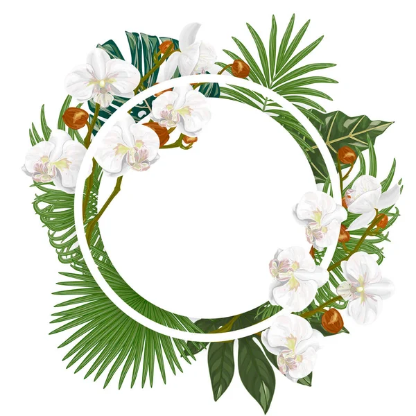 Aquarelle Cadre Floral Avec Fleurs Feuilles — Image vectorielle